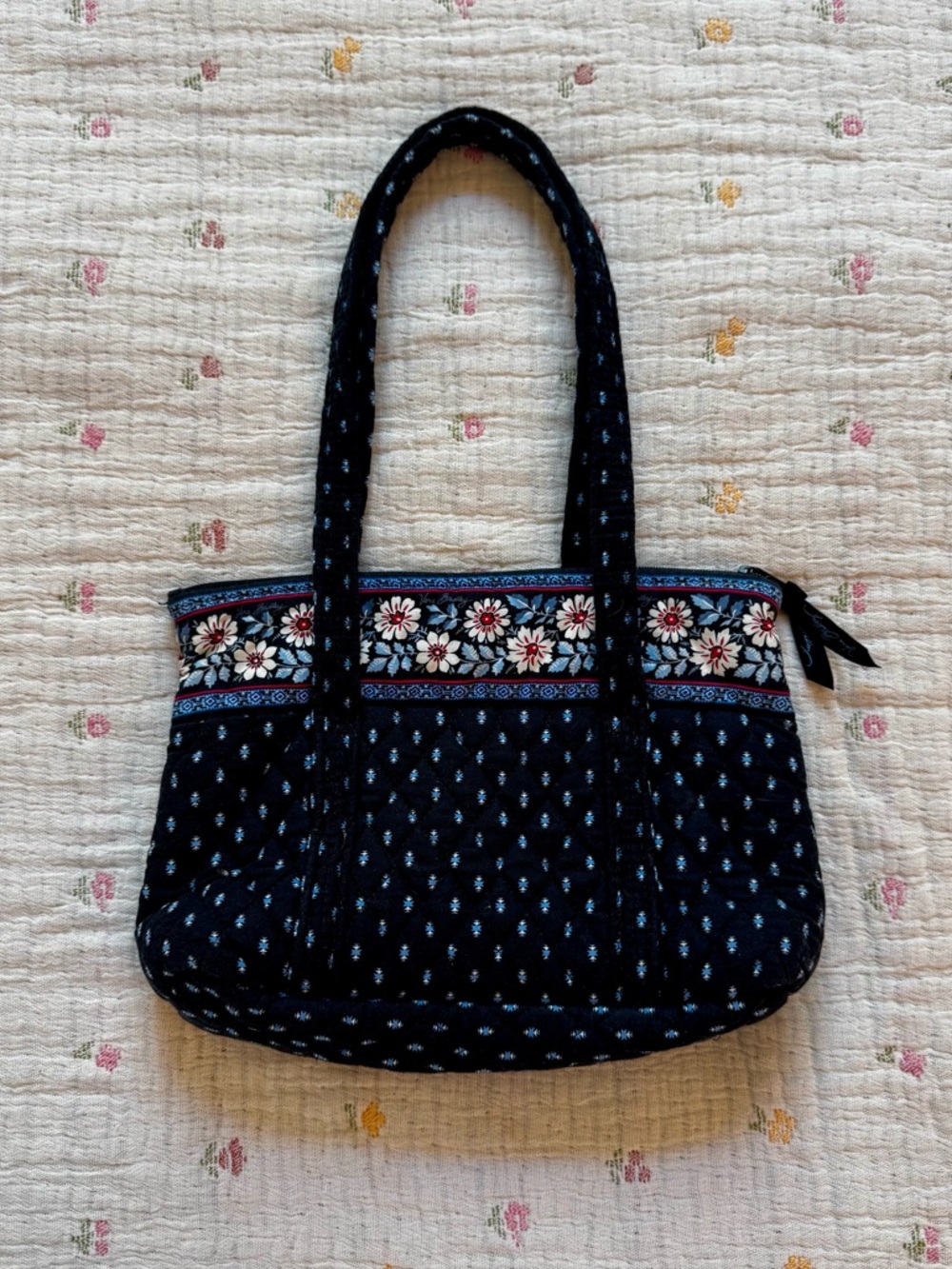 Vera Bradley Alpine Black Small On The Go Tote Bag Retired 2002